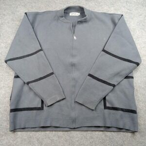 LaVane Sweater Mens 3XL Gray Half Zip‎ Pullover Mock Neck Stripe Knit New York